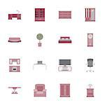 Furniture flat icon set vector graphic illustration