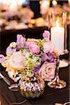 Flower Arrnagement and Candle at Wedding Reception