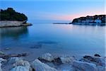 Sea Bay with Harbor at Dusk in Summer, Port des Tamaris, La Couronne, Martigues, Cote Bleue, Mediterranean Sea, Bouches-du-Rhone, Provence-Alpes-Cote d'Azur, France