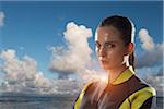 Portrait of Young Woman wearing Diving Gear Outdoors, Italy