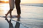 Legs of young couple standing on beach