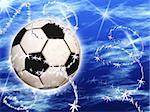 Soccer ball in the blue sky with stars