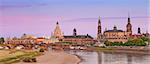 Panoramic image of Dresden during summer sunset.