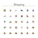 Shipping and delivery colored line icons set. Vector illustration.