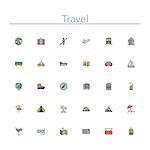 Travel and tourism colored line icons set. Vector illustration.