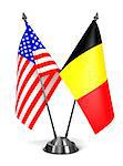 USA and Belgium - Miniature Flags Isolated on White Background.