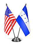 USA and Honduras - Miniature Flags Isolated on White Background.