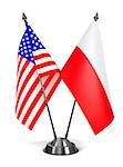 USA and Poland - Miniature Flags Isolated on White Background.