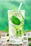 Ice cold cocktail with lime and mint