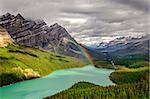 Scenic mountain view of Peyto lake valley, Canadian Rockies, Alberta, Canada