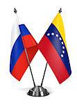 Russia and Venezuela - Miniature Flags Isolated on White Background.