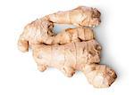 Entire ginger root top view isolated on white background