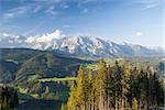 View from mountain to the valley near the Schladming city in Austria