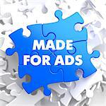 Made For ADS on Blue Puzzle on White Background.