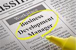 Business Development Manager Vacancy in Newspaper. Job Search Concept.