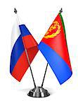 Russia and Eritrea - Miniature Flags Isolated on White Background.