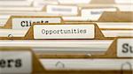 Opportunities Concept. Word on Folder Register of Card Index. Selective Focus.