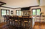 Modern interior design luxury country style kitchen with kitchen island and wooden floor