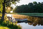 Rowboat moored at jetty