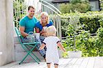 Family with son in garden