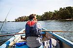 Young man on boat