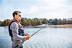 Young man fishing