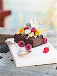 Chocolate cake with raspberries