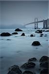 The Golden Gate Bridge shrouded in fog, San Francisco, California, USA.