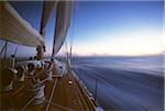 Endeavour sails south for the Caribbean from Bermuda on a calm morning in the Atlantic Ocean.