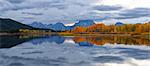 Oxbow Bend on Snake River with Mount Moran in Autumn, Grand Teton Mountains, Grand Teton National Park, Jackson, Wyoming, USA