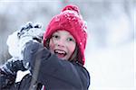 Girl Playing Outdoors in Snow, Upper Palatinate, Bavaria, Germany