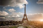 View of park and Eiffel Tower, Paris, France