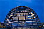 Germany, The Reichstag dome at dusk; Berlin