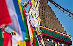 Prayer Flags And Stupa; Kathmandu, Boudhanath, Nepal