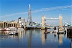 Shard and Tower Bridge; London, England