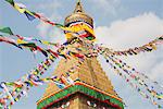 The Buddhist stupa of Boudhanath dominates the skyline and is one of the largest in the world; Boudhanath, Nepal