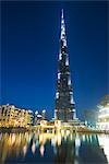 The Burj Khalifa at dusk; Dubai, United Arab Emirates