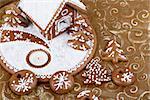 homenade Holiday Gingerbread house on yellow christmass background