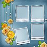 Vintage background for album or congratulation card with roses and pearls