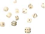 Rolled dices on white background