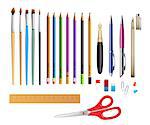 Vector illustration of Set include pens ana pencils