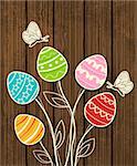 Vector wooden Easter background with eggs