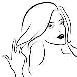 Young beautiful women with chic hair, hand drawing vector sketching artwork