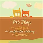 Vector banner with space for text. Pets. Cartoon illustration.