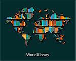 World library vector illustration on dark background.