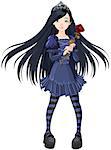 Goth stile girl holding withered rose