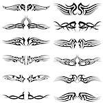 Set of tribal tattoos. EPS 10 vector illustration without transparency.