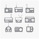 Vector illustration of Radio isolated objects set