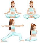 Set girl yoga pose. Illustration in vector format
