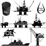 Set of icons of the oil industry. The illustration on white background.